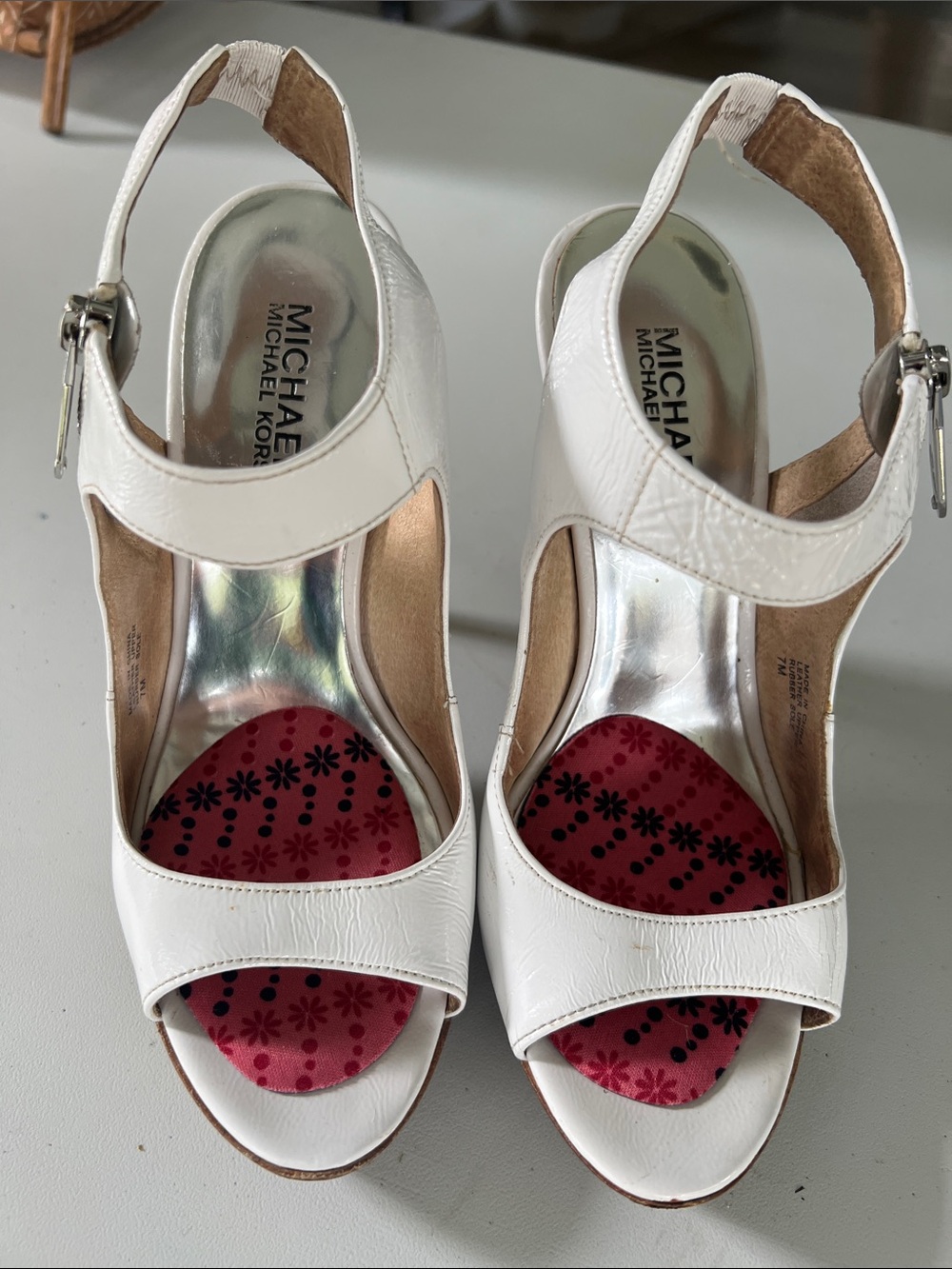 Michael Kors White Leather Open-Toe Slingback Heels